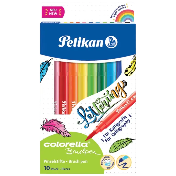 Viltpliiatsid 10 värvi pintselotsaga