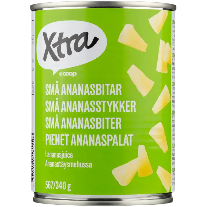 Xtra väikesed ananassitükid ananassimahlas 567/340g