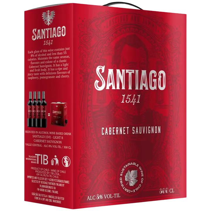 Santiago 1541 Cabernet Sauvignon 8 til- % 3 L BIB