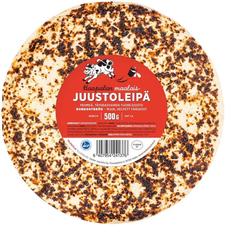 Haapala 500g juustoleipä, 1.luokkainen, pehmeä, täysrasvainen, kypsyttämätön tuorejuusto