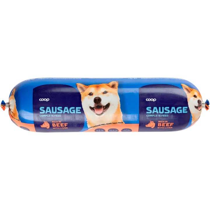 Coop koiranmakkara sis. härkää ja maksaa aikuisille koirille täysrehu 1 kg