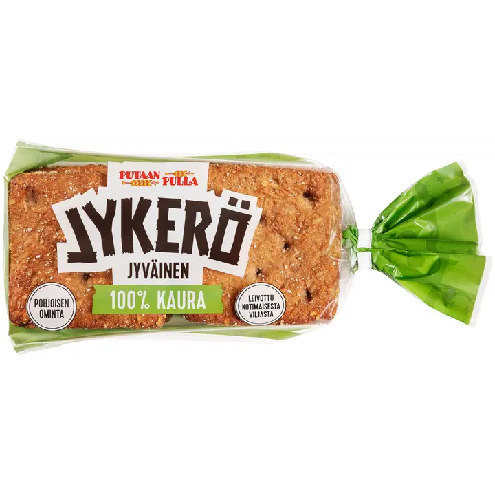 PutaanPulla 100% Kaura Jykerö 6 kpl/360g jyväinen halkaistu kaurapalaleipä