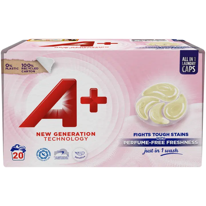 A+ Active4 Caps Perfume free pyykinpesukapselit 20kpl