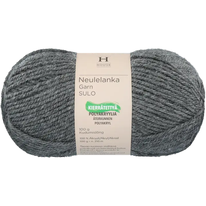 House neulelanka akryyli Sulo 100 g Dark Gray Melange 193