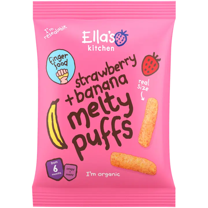 Ella's Kitchen Mansikka-banaani lasten maissinaksu LUOMU 20g