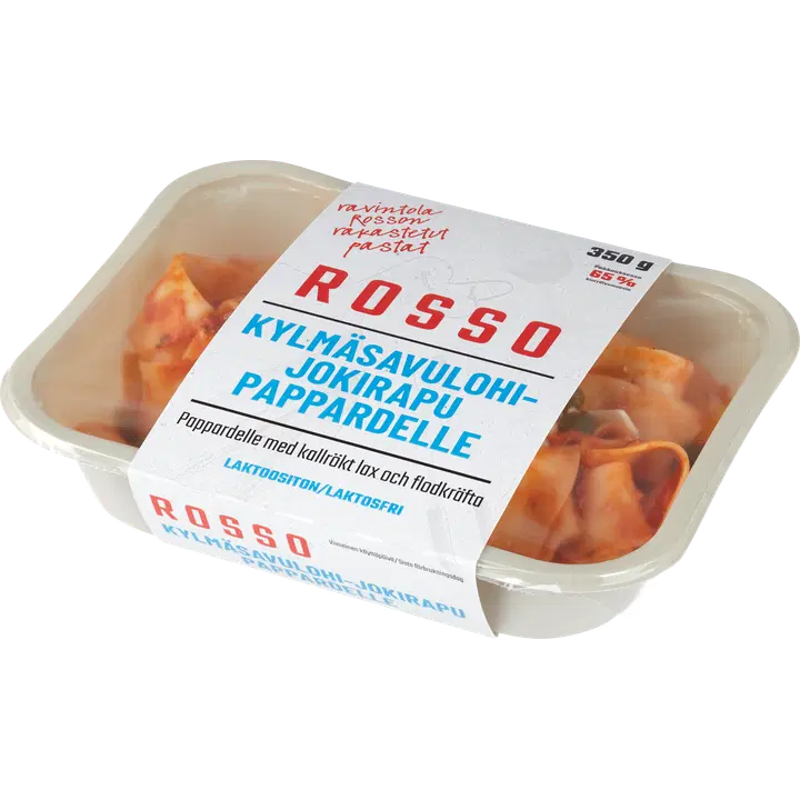 Rosso kylmäsavulohi-jokirapu-pappardelle ateria 350 g