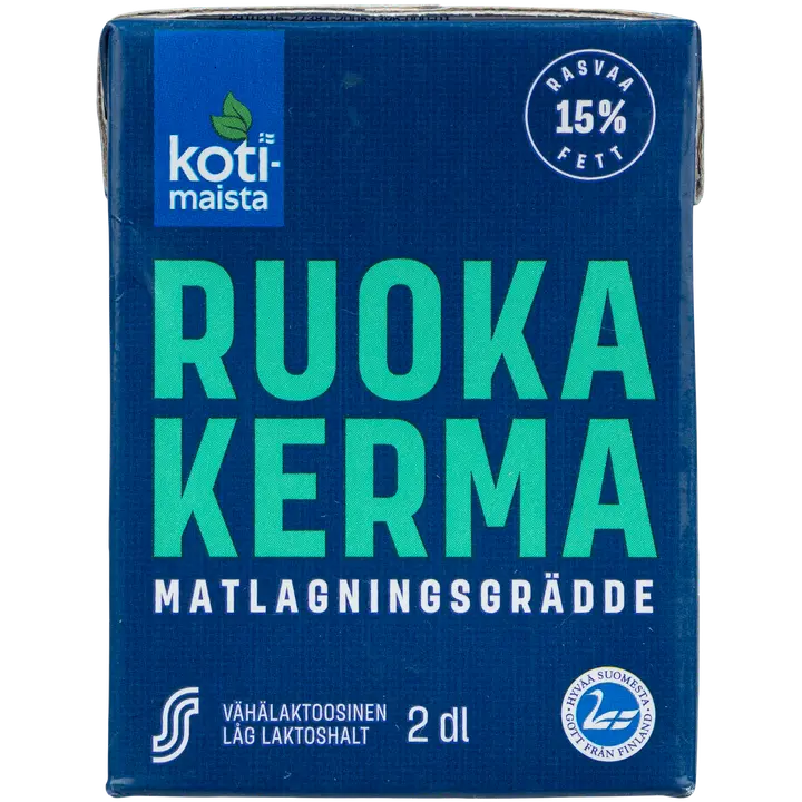 Kotimaista vähese laktoosisisaldusega toidukoor 15% UHT, 200 ml