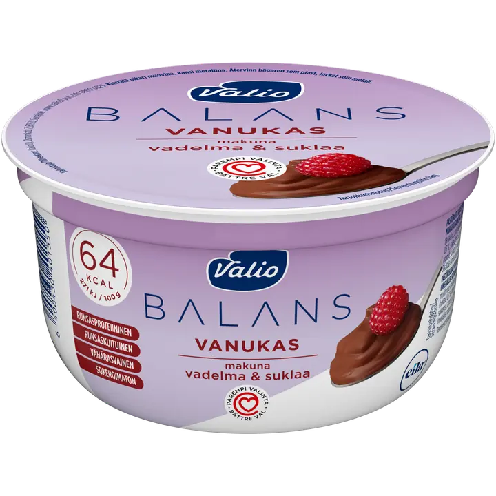 Valio Balans vanukas 150 g vadelma-suklaa laktoositon