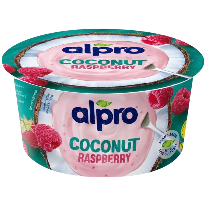 Alpro Hapatettu kookosvalmiste vadelmalla 120g
