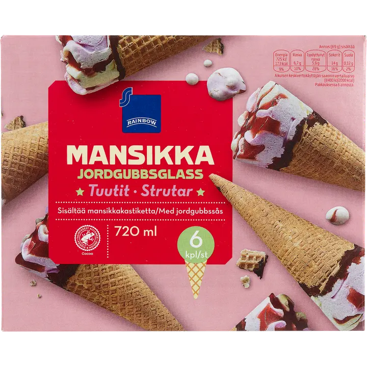 Rainbow 415g mansikkatuutit 6kpl