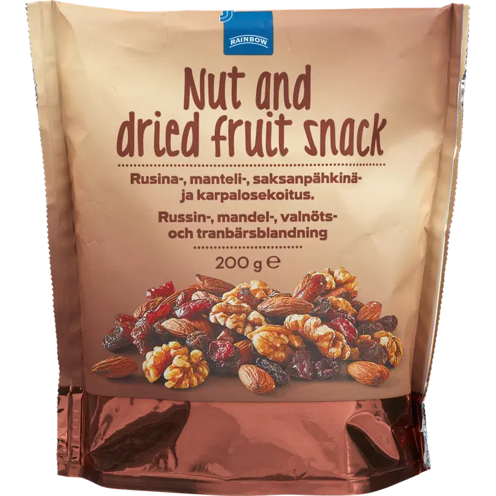 Rainbow pähkinä-kuivahedelmäsekoitus 200g