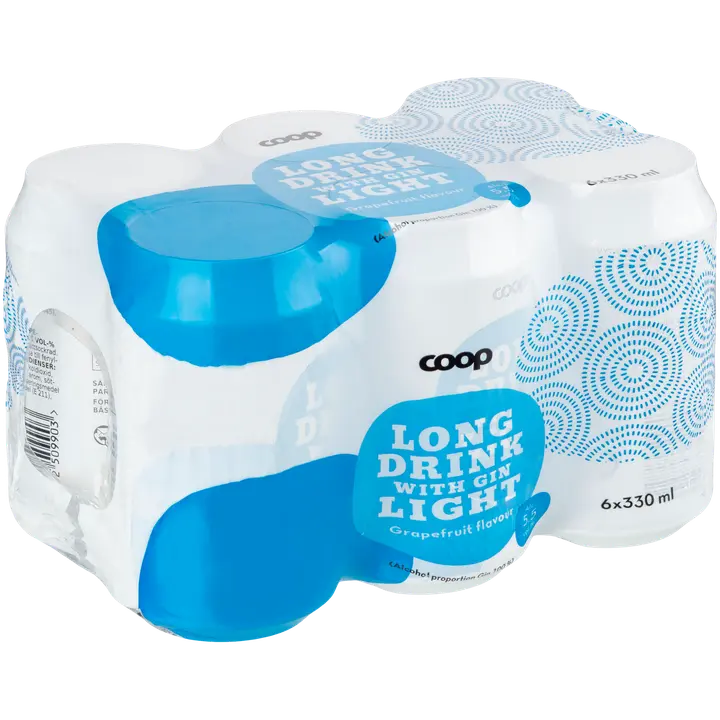 6 x Coop Grapefruit long drink light 5,5% 0,33 l tlk