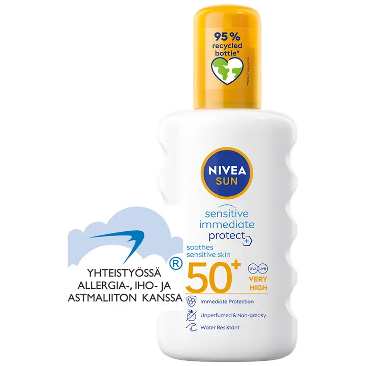 NIVEA SUN 200ml Sensitive Immediate Protect Soothing Sun Spray SK50+ -aurinkosuojasuihke