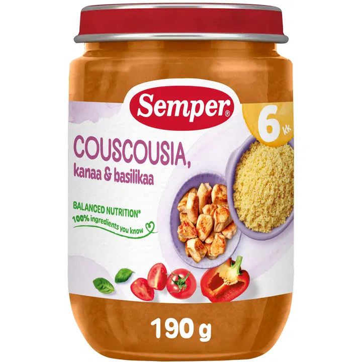 Semper Couscousia, kanaa & basilikaa 6kk lastenateria 190g