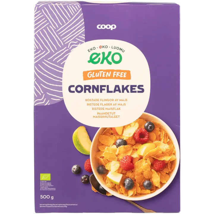 Coop paahdetut luomumaissihiutaleet gluteeniton 500 g