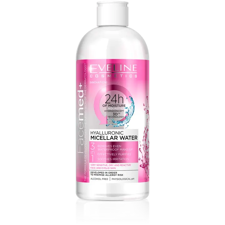 Facemed mitsellaarvesi Eveline Cosmetics hüaluroonhappega 3in1 400ml