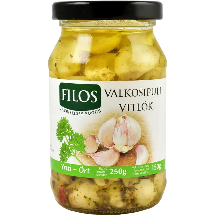Filos 250/150g valkosipulinkynsi yrttimarinadissa