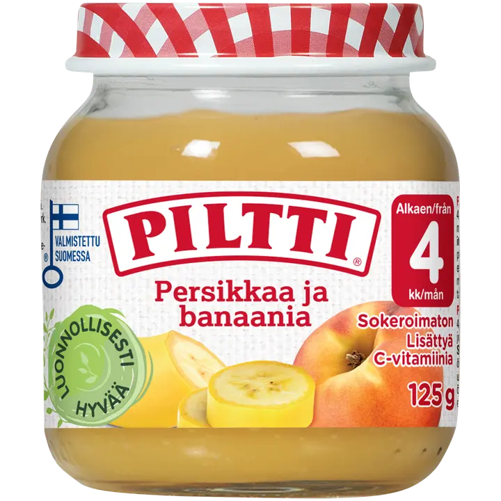 PILTTI 125g Persikkaa ja banaania hedelmäsose 4kk