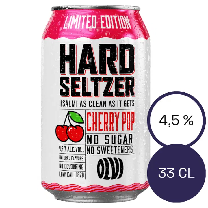 OLVI Hard Seltzer Cherry Pop 4,5 % 0,33 l burk