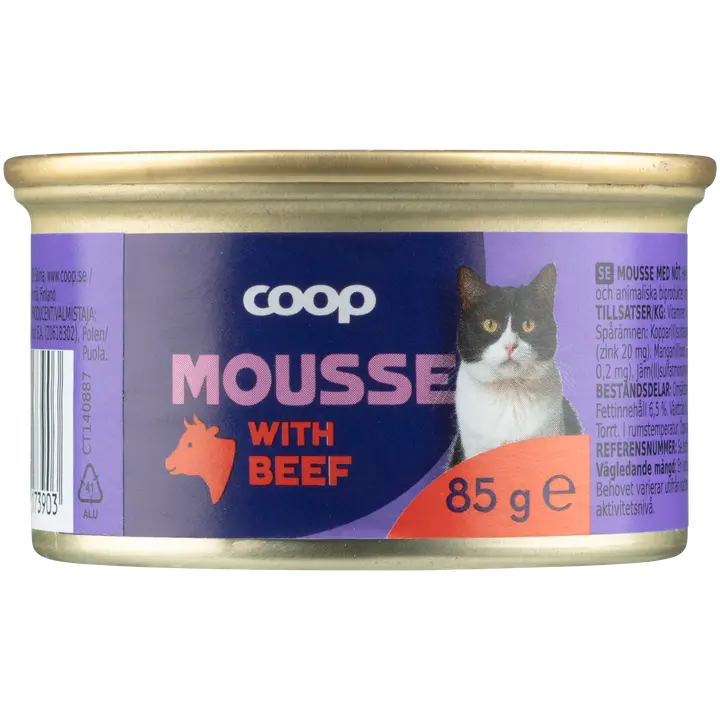 Coop nautaa sisältävä mousse täysikasvuisille kissoille 85 g