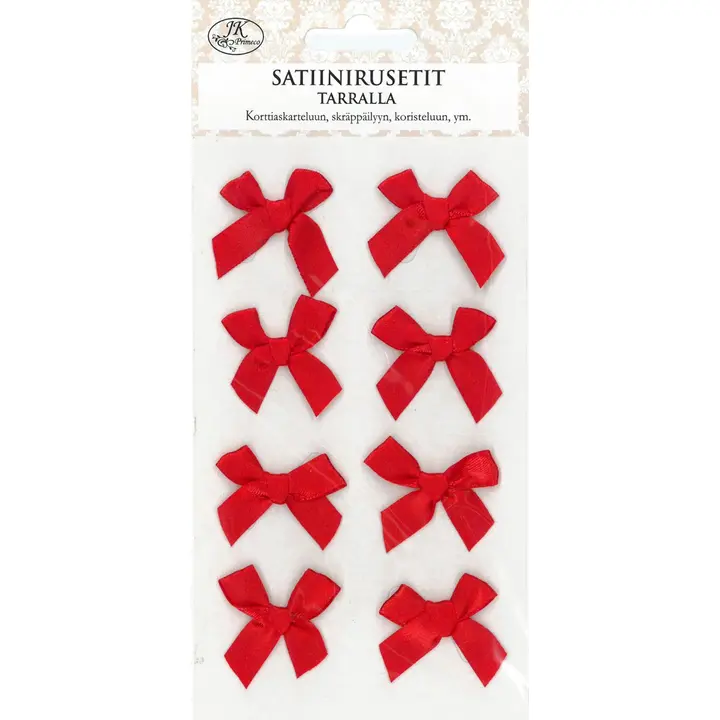 J.K. Primeco Satiinirusettitarra punainen 8kpl/pkt