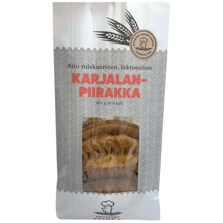 Kotileipomo Sorsa Karjalanpiirakka riisi, laktoositon, 8 - 9 kpl, 430 g