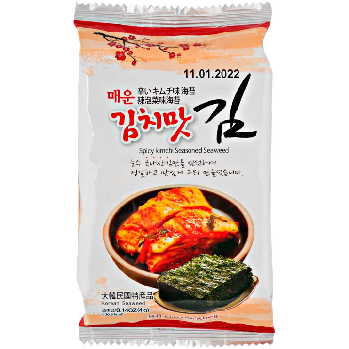 Humanwell vürtsikas kimchi maitseline merevetika snäkk 4 g