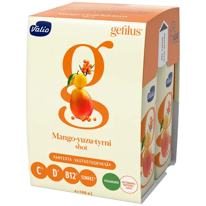 Valio Gefilus® shot 4x100 ml mango-yuzu-tyrni