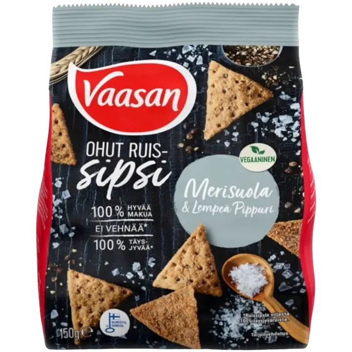 Vaasan Ruissipsi Merisuola & Lempeä pippuri 150g