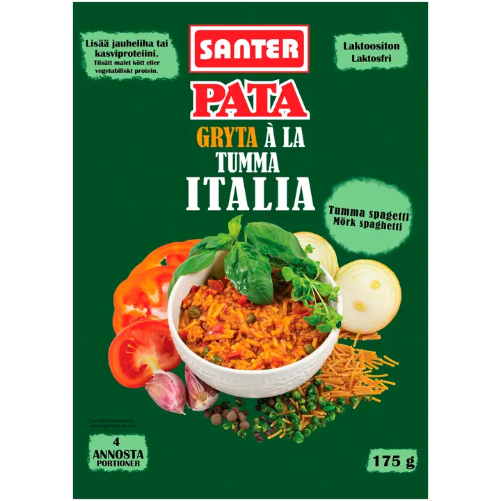 Santer Pata á la Italia tumma/Spagetti-kasvis-mausteseos 175g