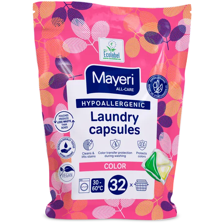 Pesugeelkapslid Mayeri Color hüpoallergeenne All-Care täitepakk 32tk