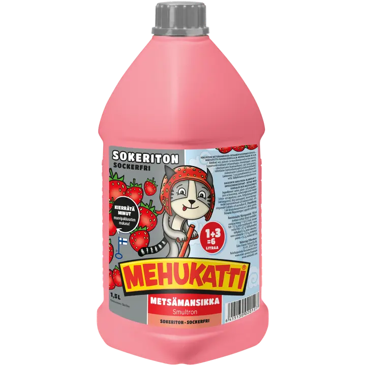 Mehukatti Sokeriton Metsämansikkamehujuomatiiviste 1+3 1,5 L