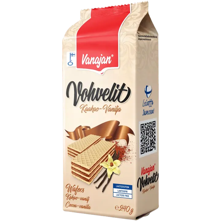 Vanajan Kaakao-vaniljavohveli 240g