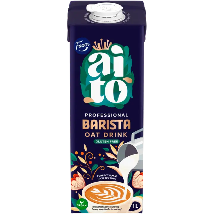 Fazer Aito Professional Barista Kaurajuoma, gluteeniton 1L UHT