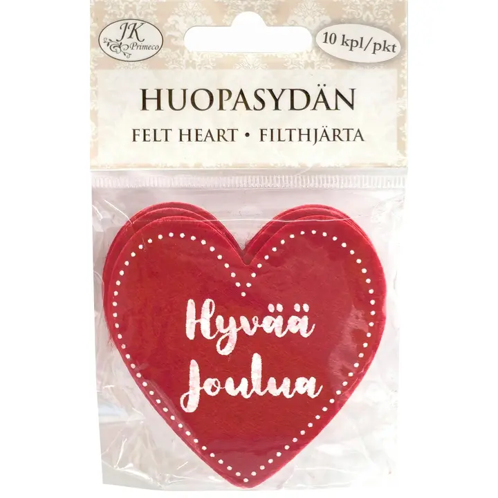 J.K. Primeco Huopasydän Hyvää joulua punainen 10kpl