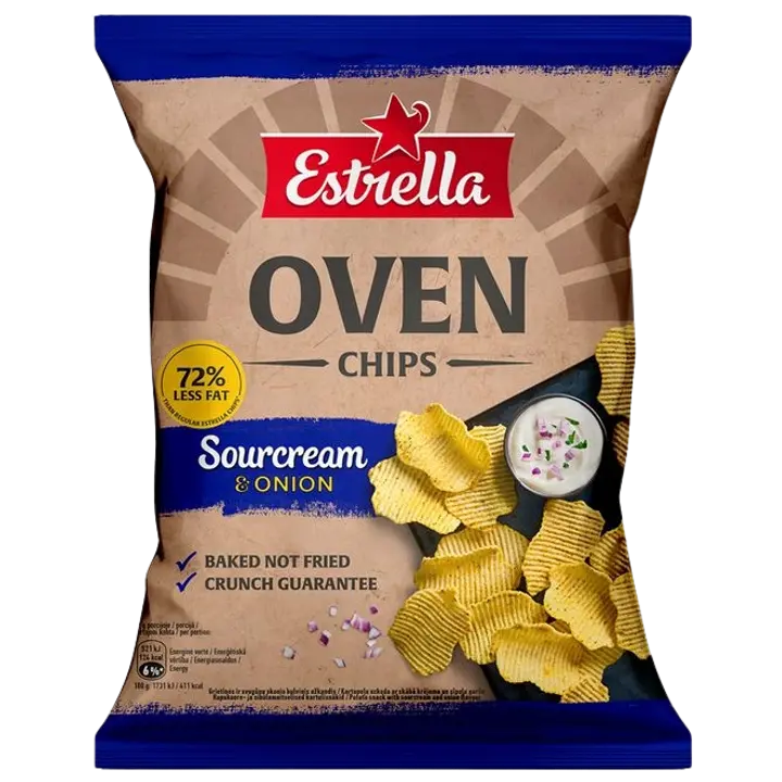 ESTRELLA OVEN Kartulikrõpsud Hapukoore- ja sibulamaitselised 125g