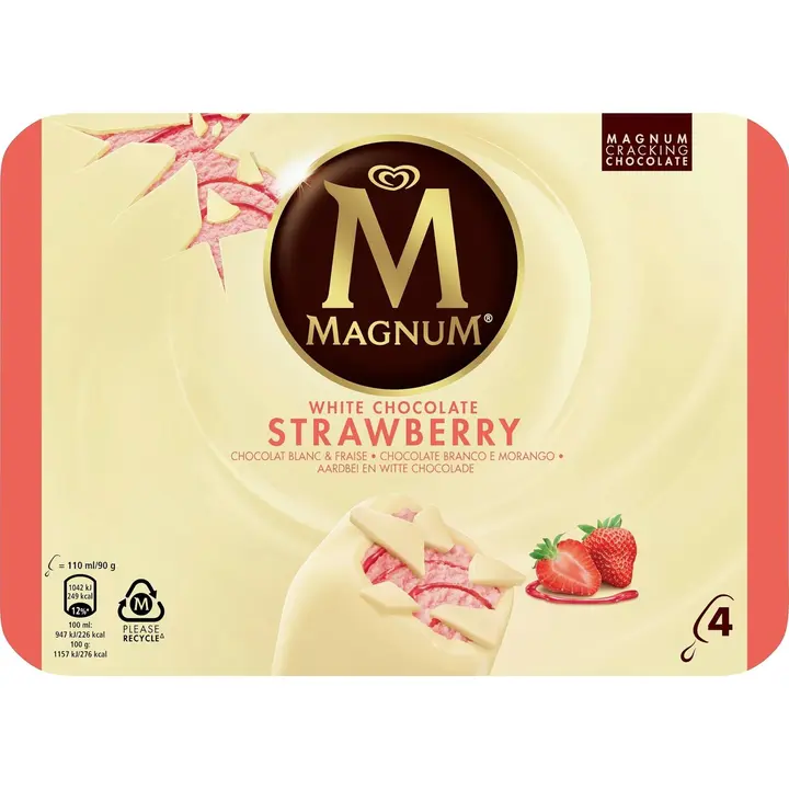 Magnum Strawberry White Jäätelö Monipakkaus 440ml/360g