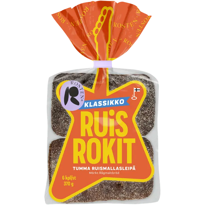 Rosten Ruisrokit Klassikko 370 g/6 kpl ruismallasleipä