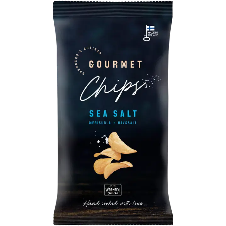 Weekend Snacks Norrgård's Artisan Gourmet käsinvalmistetut Perunalastut Sea Salt 115g