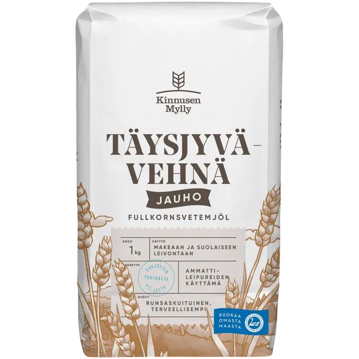 Kinnusen Mylly Täysjyvävehnäjauho 1 kg