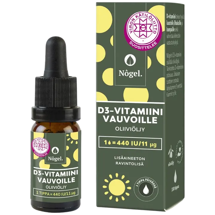 Nôgel D3-tipat vauvoille ja lapsille, oliiviöljy, 440 IU, 10 ml