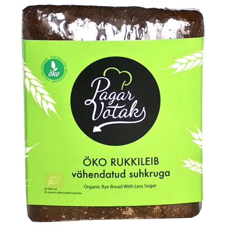 Rukkileib vähendatud suhkruga, ÖKO 400 g
