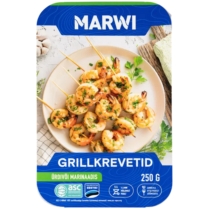Marwi grillkrevetid ürdivõi marinaadis 250g