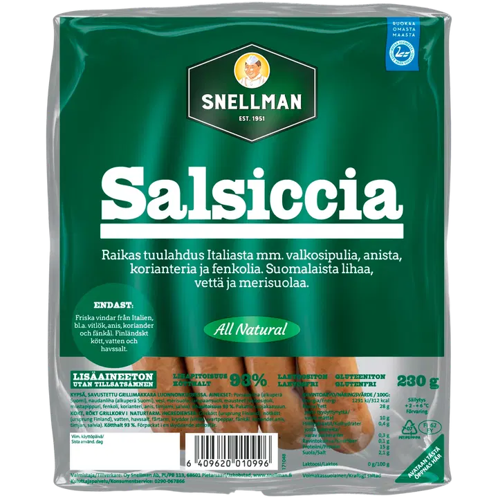Snellman All Natural Salsiccia ruokamakkara 230g