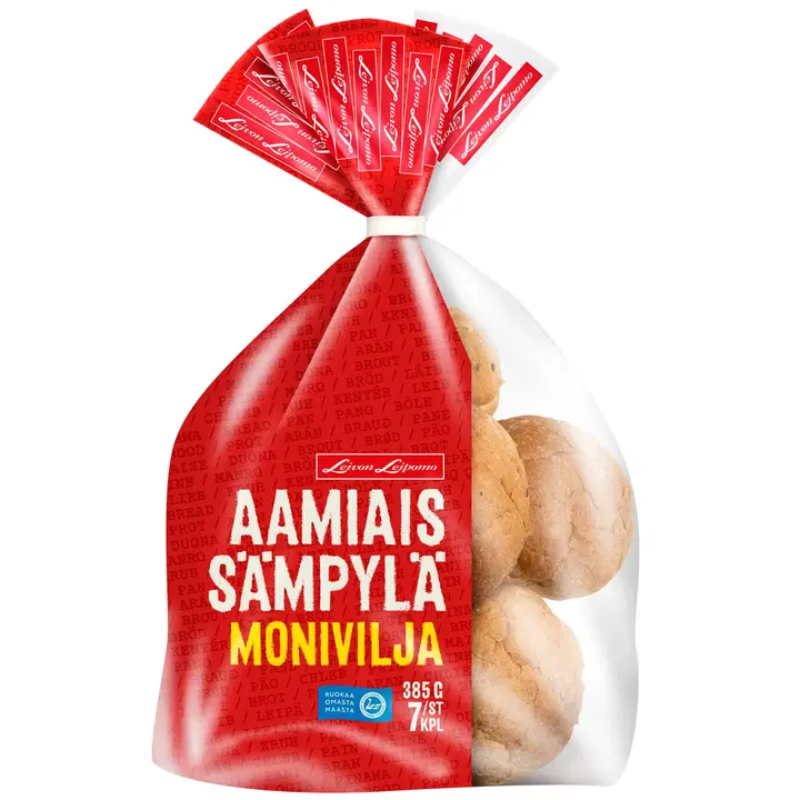 Leivon Leipomo Aamiaissämpylä Monivilja 7 kpl 385g