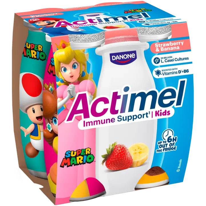 Actimel Maasika ja banaani jogurtijook L. casei Danone ning B6 ja D vitamiinidega 4x100g