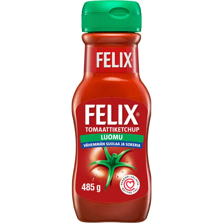Felix ekologisk mindre salt och socker ketchup 485g