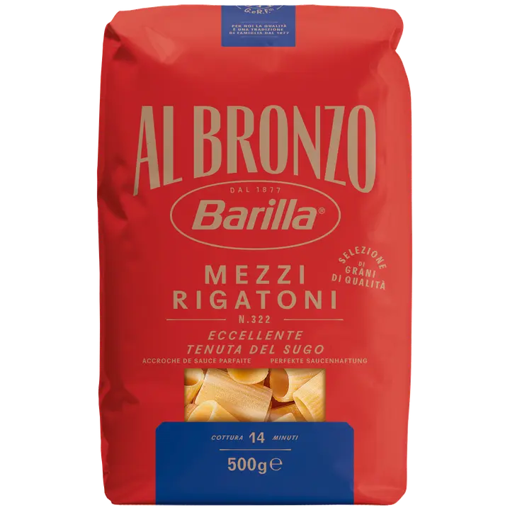 Barilla Al Bronzo durumnisust pasta rigatoni, 500 g