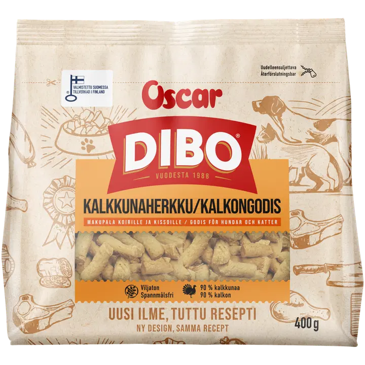 DIBO Kalkkunaherkku koirille ja kissoille täydennysravinto 400g