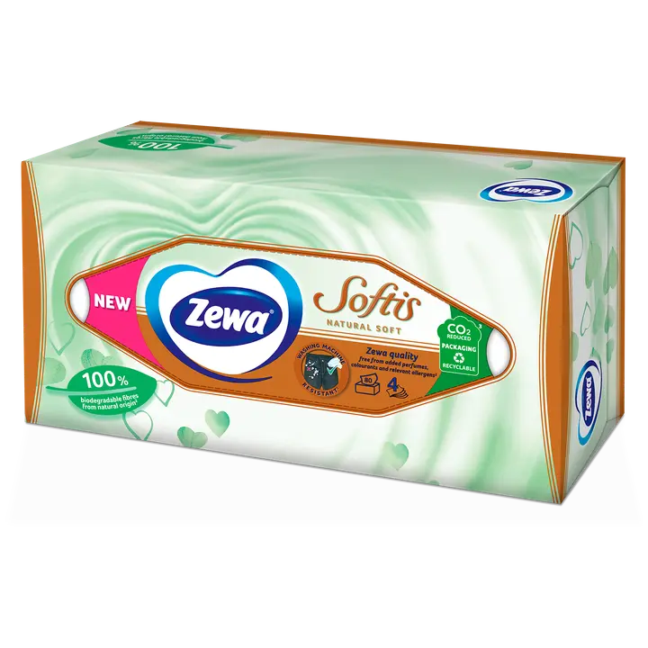 Taskurätik karbis Zewa Softis Natural Soft 4-kihiline 80tk